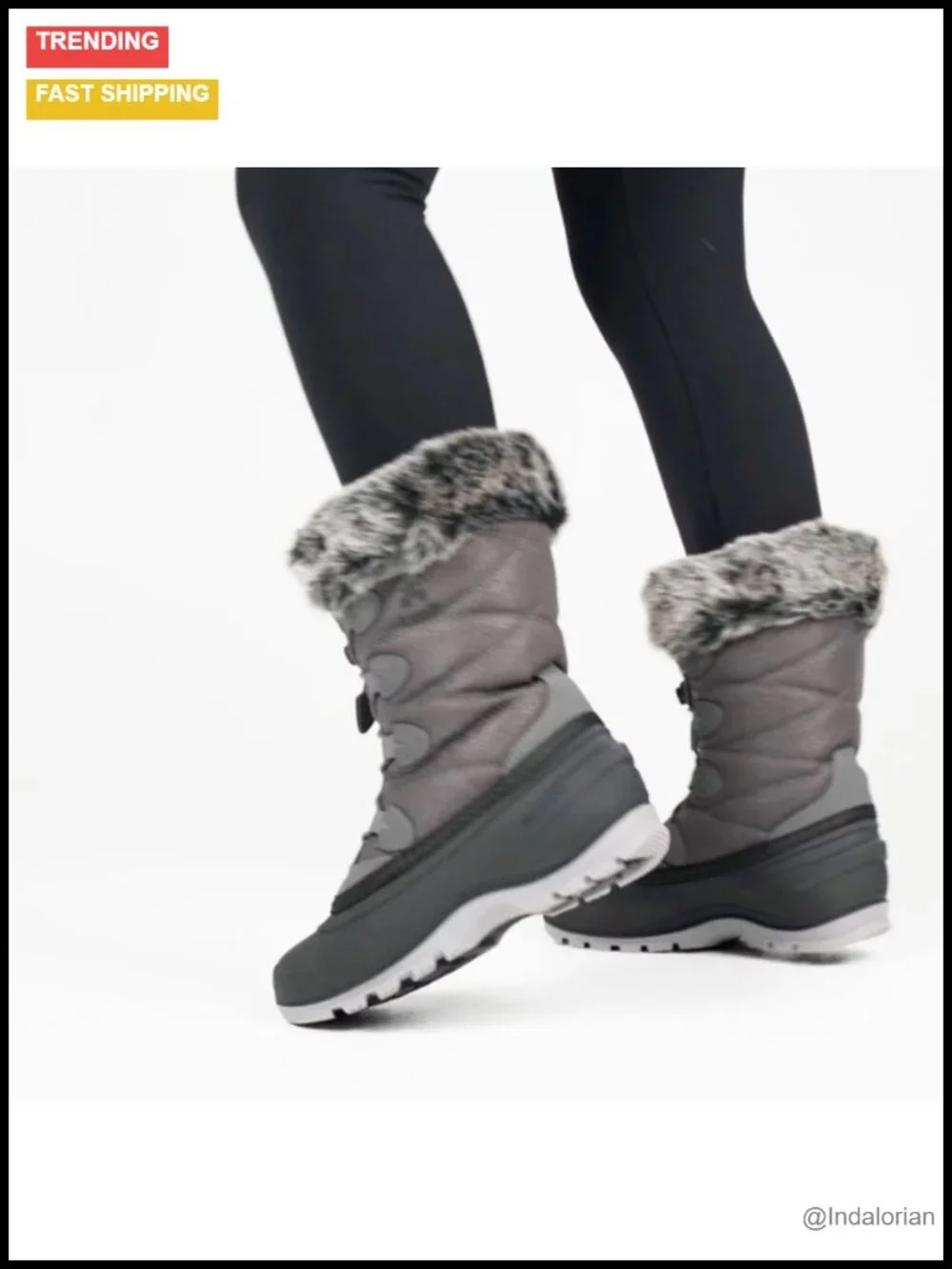 Insulated Snow Boots, Waterproof, -40F, Faux Fur Trim, Vegan